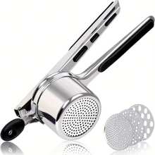 1 Set Prensa de patatas de acero inoxidable 3 en 1, con mango de silicona antideslizante, exprimidor de ajo y exprimidor de limón, herramienta de cocina multifuncional - Multicolor - Ver 9