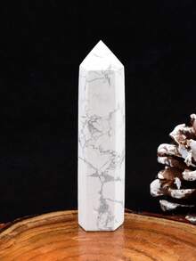1件天然水晶白色綠松石尖柱形療癒石 六角方尖石棒 療癒裝飾品 - 白松石 - 查看 22