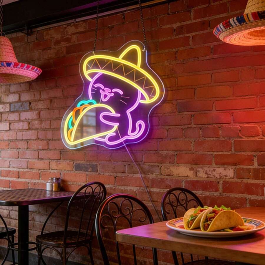 1PC Neon Sign Tacos Open , USB Powered Mexican Food Wall Decor Light For Taco Shop, Restaurant & Bar, Eye-Catching Open Sign For Business & Home Kitchen Decor - Multi-color light - View 1