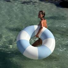 1pc Inflatable Swim Ring - Thickened PVC Material, Blue & Pink Striped, Perfect For Beach Parties And Swimming Pools - Multiple Styles - View 7
