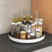 360° Rotating Multifunctional Seasoning Storage Tray - Space-Saving Storage Solution For Kitchen Countertops, Pantries, Bathrooms And Bedrooms - Durable, Combining Modern Home Decor And Storage Functionality - Black - View 2