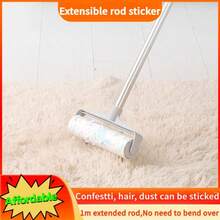 4pcs/Set (3 Rolls Of Replacement Adhesive Paper + 1 Long Handle Lint Roller). Equipped With 16/19/24cm Wide Roller And 1m Extendable Pole. Suitable For Removing Cat Hair & Dog Hair, Dust Removal Tool For Sofa, Carpet And Clothes. - 1 SET (60 Sheets + 180 Sheets) - View 7