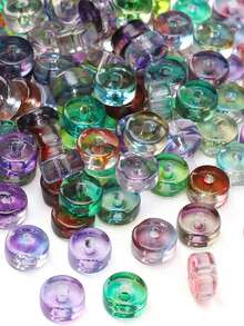 beadia 30-60g Perles d'espacement en verre transparent bicolore de 6mm, perles d'espacement de diverses couleurs pour la fabrication de bijoux DIY bracelets colliers boucles d'oreilles - perle - Voir 4
