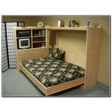Plano de cama horizontal Murphy cama de pared Queen Planes de carpintería DIY - Natural - Ver 3