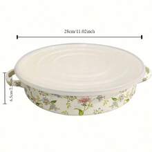 VAETTLO 11 Inch Thickened Enamel Baking Pan With Handle & Plastic Lid Oven  Multi Use For Outdoor Camping Cooking Serving Compatible With Gas Stove Induction Cooker Pizza Dessert Vegetables - View 4