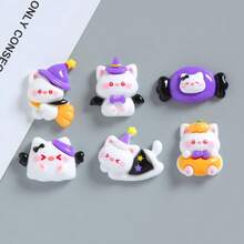 6/12pcs Halloween Witch Cat Fridge Magnets, Pumpkin Cat Fridge Stickers, Essential Kitchen Home Decor, Room And Office Desk Accessories, Cute Resin Cat Fridge Magnets, Halloween Gifts - Multicolor - View 6