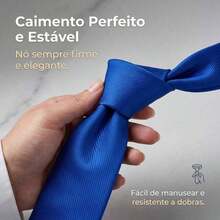 Gravata de sarja fosca, uma gravata versátil adequada para o trabalho, entrevistas e casamentos. - Azul Royal - Visão 5