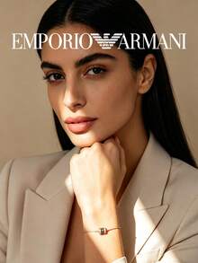 Armani Delicate Chain Bracelet With Black Crystal Barrel Pendant, Rose Gold Plated, Minimalist Women's Everyday Wrist Accessory, Gift - Rose Gold - View 6