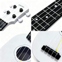 Musical Instrument, Accessories, Guitar, Toy Guitar, Suitable For Beginners And Guitar Enthusiasts To Practice, 4-String, Tunable, Suitable As A Gift For Boys And Girls, Birthday Gift, Guitar Model, Entertainment Instrument, White, Black - Multicolor - View 10