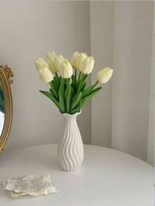 3pcs Artificial Tulip Flowers Home Decor Ornaments Living Room Bedroom Decoration Fake Flowers - Apricot - View 3