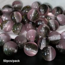 20-50顆/包 10mm 黑紫色亮面雙色貓眼圓形樹脂珠/閃亮DIY珠寶製作珠，適用於手鍊、項鍊、耳環/手工禮物、派對及日常配飾（適合初學者與專家） - 黑紫PBK - 查看 7