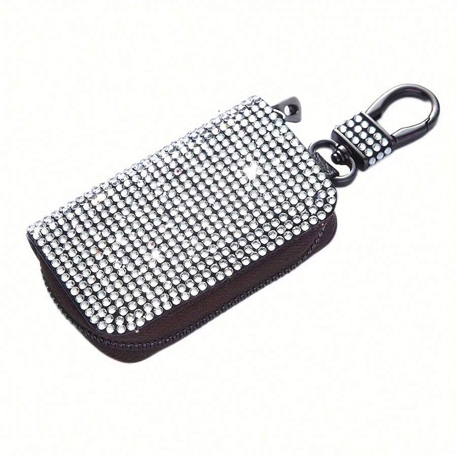 An Elegant And Compact Key Case With Diamonds, Offering Protection And A Modern Touch To Your Vehicle's Interior. - [White] - View 1