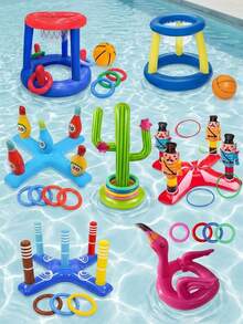 Portable Inflatable Basketball Hoop Set, Suitable For Pool Parties, Inflatable Water Basketball Hoop With Ball, Swimming Pool Accessories, Suitable For Adult Family Entertainment, Outdoor Leisure, Summer Parties, Beach, Lake, Water Games, Beach Essential - Multiple Styles - View 10