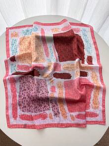 1 buah Jilbab Wanita Bentuk Persegi dari Satin dengan Motif Paisley - Merah - View 3
