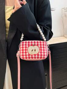 Este nuevo bolso cuadrado con forma de manzana presenta un asa de perla y un diseño único, lo que lo convierte en un regalo perfecto para adolescentes. - Multicolor - Ver 6