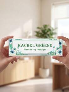 1pc Customized Floral Acrylic Desk Name Plate, Personalized Engraved Office Nameplate, Employee Name Tag, Retirement Gift, Reception Desk Nameplate, Teacher Appreciation Gift, New Hire Gift, Administrative Office Desk Decor, Promotion Appreciation Desk Nameplate - Multicolor - View 5