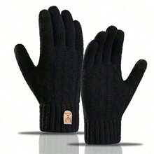 1 Pair Cotton Winter Gloves, Touchscreen Fleece Knit Gloves, Sensitive Touch Waterproof Windproof Touchscreen Gloves - Multicolor - View 13