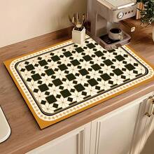 1pc Symmetrical Design Diatomaceous Earth Drying Mat, Non-Slip Heat-Resistant Absorbent Pad, Suitable For Kitchen Countertop, Coffee Machine, Tableware, Home Cafe Bar Party Decor Placemat Gift - Multicolor - View 2