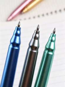 5pcs/6pcs Metal Mecha Retractable Erasable Gel Pens, Textured Bolt-Action Push-Pull Signature Pens, High-Aesthetic Office Student Signing Stationery Gift, Metal Painted Erasable Pens For Office Daily Writing Gift, Back To School Stationery Gift - Bolt - View 2