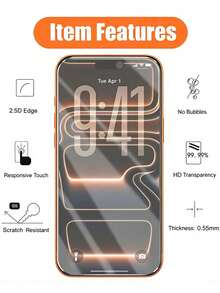 2-In-1 Set: 1pc Privacy Tempered Glass Screen Protector + 1pc HD Tempered Glass Screen Protector. Scratch-Resistant, Shock-Proof, Oleophobic Coating, Smooth Touch. Compatible With IPhone X/XR/11/12/13/14/15/16/16 Plus/16 Pro/16 Pro Max/16 E/17/17 Air/17 Pro/17 Pro Max Series. Phone Accessories, Compatible With Phone Cases. - Clear - View 4