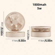 1pc Portable Desktop Fan, Household Small Fan, With LED Night Light, Both Vertical And Wall Mounted Design, USB Charging, With 5-Speed Wind Speed Adjustment, Lighting, And Timing Functions, Suitable For Home, Bedroom, Office, And Outdoor Use - Clip-on & Desk Combo - View 3