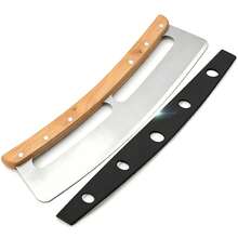 1pc 14-Inch Stainless Steel Pizza Cutter Rocker Blade With Wooden Handle - Large Pizza Slicer Wheel - Easy To Use And Clean - Effortlessly Slice Pizza, Mother's Day Gifts, Items For Mom, Baking Supplies - Wood Color - View 9