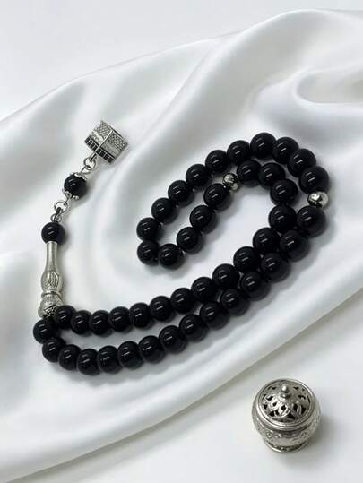 45pcs Imitation Jade Color Tasbih Muslim Prayer Beads, Small 8mm Size, Suitable For Daily Prayer, Worship, Bracelet, Rosary