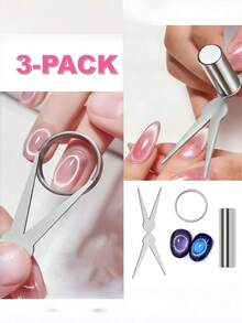 Cat Eye Nail Art Magnet Tool Set, Dual-Use Nail Magnet Kit, Multi-Shape Cat Eye Magnet Accessories, Cat Eye Gel Nail Polish Magnetic Nail Art Design Tool, Can Create French Edge And Halo Cat Eye Effect, Portable DIY Nail Art Supplies, For Home Use - Multicolor - View 6