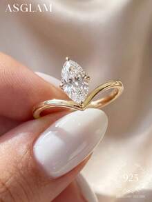 1 buah Cincin Serbaguna Batu Mata Kucing Perak Sterling 925, Cocok untuk Pemakaian Sehari-hari Wanita, Upacara Pernikahan, Hadiah untuk Pacar. - Mata kuda berbentuk V minimalis - View 6