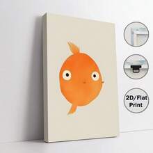 Goldfish Cartoon Art Print Poster - Frameless Canvas Wall Decor, Modern Retro Style, Suitable For Home, Office, Bathroom, Living Room, Bedroom - Indoor Animal Fish Theme Illustration Wall Hanging Decor - Canvas Ink Painting, Portrait - Spring/Winter Art Print - Multicolor - View 18