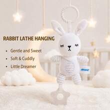 3-Piece Bed Hanging Toys, Rabbit/Elephant/Fox Plush Toys With Teething Ring, Portable Baby Bed/Stroller Hanging Pendant, Suitable As Baby Gift - Multicolor - View 13