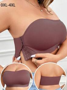 Plus Size Wireless Bandeau Comfortable Bra - Dusty Purple - View 1