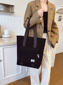 Daily Minimalist Men's Large Capacity Multifunctional Versatile Tote Bag Handbag Shoulder Bag College Student Class Bag,Y2k - Black - View 6