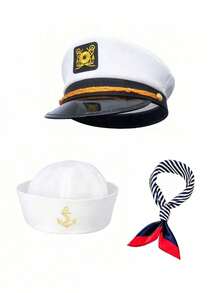 Hat Set Halloween Sailor Hat Sailor Cap Scarf Tie Party Sexy Summer Beach - Multicolor - View 2