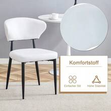 Modern Minimalist Round Table Set (2 White Polyurethane Armchairs With Curved Backrest), 100cm Diameter Round Table With Wood Look, Suitable For The Dining Room And Kitchen. - Black - View 4