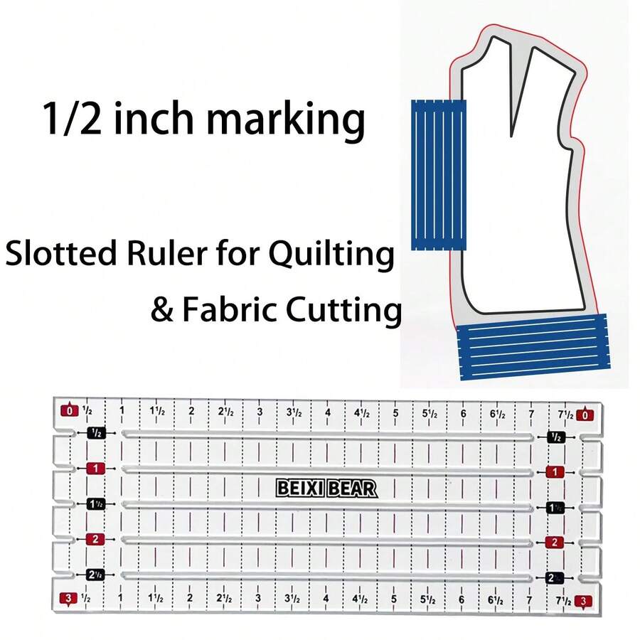 Acrylic Quilt Ruler Durable Patchwork Ruler, Grooved Ruler For Quilting Fabric Cutting Sewing Marking Tool Sewing Ruler Patchwork Cutting Ruler DIY Lightweight Precise - Inches - View 1