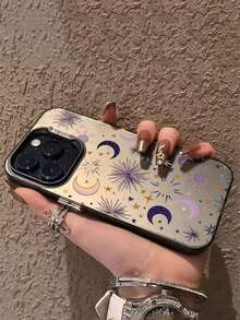 1件 日月彩色銀色貝殼手機殼，適用於 iPhone 16 17 15 14 13 12 11，創意防摔高級復古藝術小眾風格，男女通用 - 彩色 - 查看 3