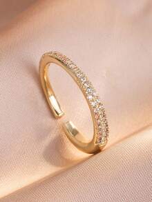 rakol 1pc Fashion Minimalist Square Round Geometric Open Ring For Women, Daily Wear, Stackable - Round - View 1