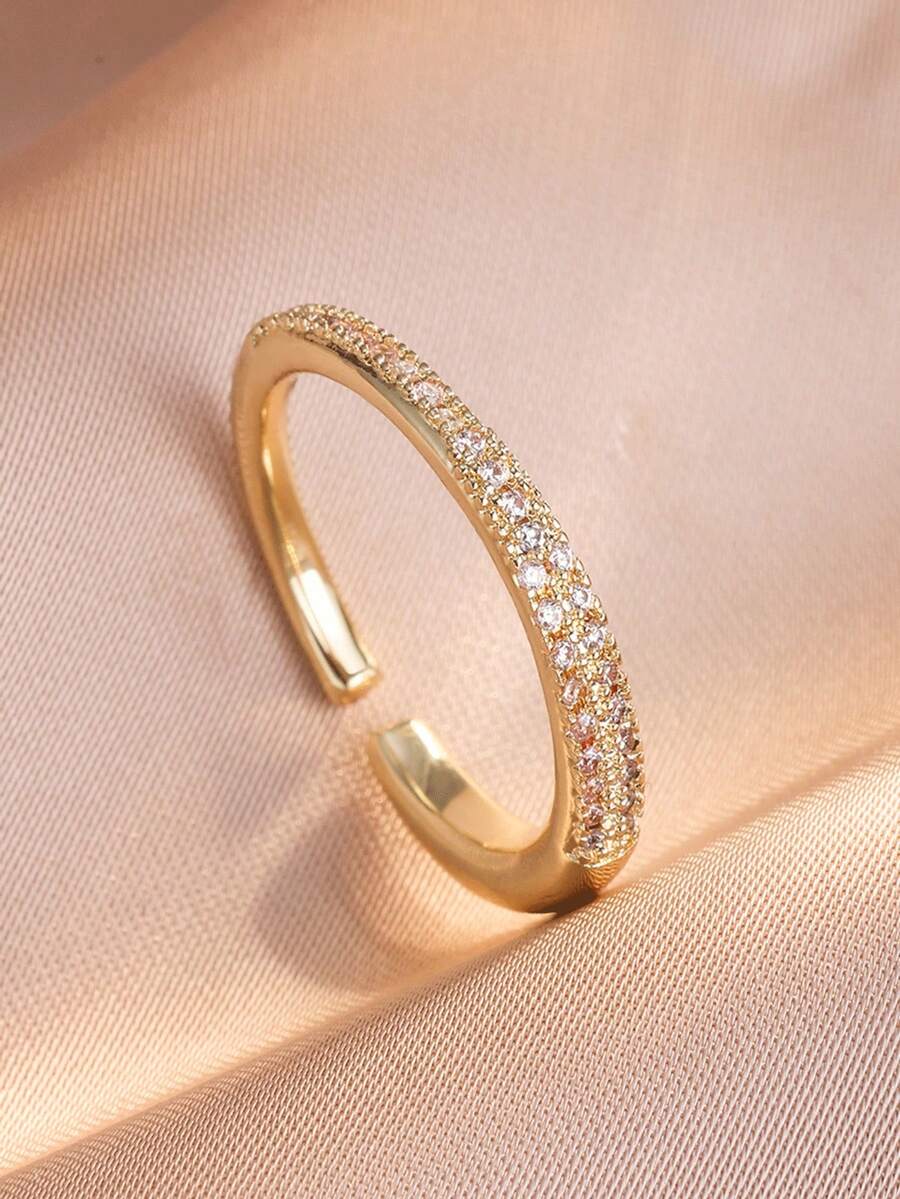 rakol 1pc Fashion Minimalist Square Round Geometric Open Ring For Women, Daily Wear, Stackable - Round - View 1