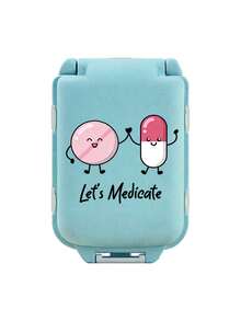 8格便攜式多層藥盒，印有「Let's Medicate」字母，旅行防潮收納盒，中性可重複使用藥盒，日常計畫口袋盒，旅行藥箱，便攜急救包，緊急收納袋，居家、旅行、宿舍必備配件，適用於維生素、藥物和營養補充品，適合戶外、辦公室、返校使用 - 彩色 - 查看 12