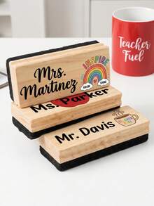 Penghapus Papan Tulis Kayu dengan Nama Kustom, Penghapus Papan Tulis Guru yang Dipersonalisasi, 3 Desain Cetak Lucu, Hadiah Apresiasi Guru - MultiWarna - View 6