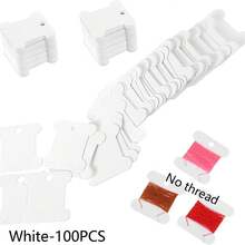 50/100/200pcs Plastic Embroidery Thread Spools, Embroidery Thread Cards, Suitable For Cross Stitch Thread Craft DIY Sewing Storage, Hard Embroidery Thread Spools (White, Transparent) - Multicolor - View 12