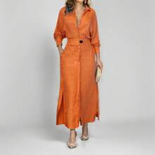 Timeless Draped Maxi Dress - Refined Silhouette & Flowy Texture - Orange-red - View 1