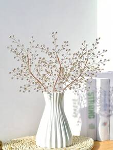 1pc Shiny Rhinestone Flower Branch Artificial Flower, Holiday Decoration, Artificial Pine Branch, Creative Seasonal Floral Arrangement, Elegant Wedding Decor, Party Home Tabletop Vase Filler Decoration - Champagne - View 4