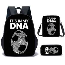 3 PiecesFootball Pattern Casual Backpack Set, 15 Inch, Lightweight Outdoor Casual Backpack, Includes School Bag, Crossbody Bag And Pencil Case - 足球背包 - 查看 6