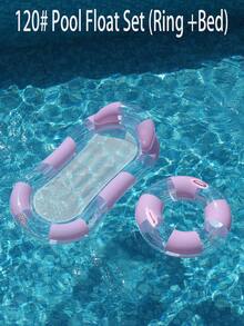 Light Purple Transparent Glitter Mesh Inflatable Water Hammock, Adult Pool Floating Lounge Chair, Summer Swimming Pool Lake Beach Toy - Multicolor - View 12