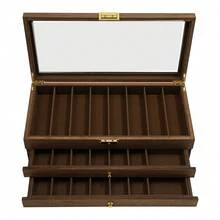 HOHOBLA 3-Layer Pocket Knife Display Case, 22 Slot Lockable Knife Storage Box With Clear Glass Lid, Wooden Collector Organizer Storage Box For Folding Knives - Walnut Color - 3-layer - View 9