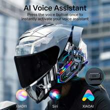 1 pieza Auricular Inalámbrico Premium para Casco de Motocicleta Y20-MAX con Intercomunicador de 300M, IP56 a Prueba de Polvo & Impermeable, Bluetooth 5.3, 25H de Duración de Batería, Activación de Asistente de Voz, Audio HD y Cancelación de Ruido Potente, Apariencia Genial Opción Perfecta para Conducir - Y20-MAX - Ver 7
