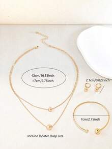 1set Women's Exaggerated Gold Plated Ball Design Necklace + Bracelet + Earrings Combo - Gold - View 4