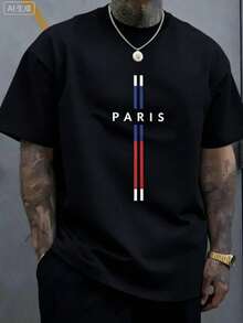 Camiseta gráfica de fe cristiana para hombres - Diseño de cruz de la Vía, la Verdad, la Vida, % algodón, camiseta de manga corta transpirable, adecuada para uso casual y al aire libre en pri - azul y negro - Ver 1